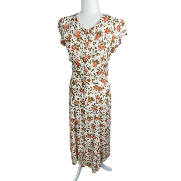 Reformation Fauna Dress Floral Button Front Mid Dress 6 Cottage Feminine Retro - Picture 3 of 13